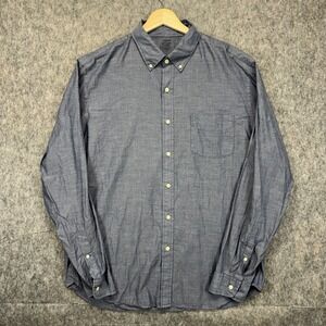 J Crew Lightweight Chambray Button Down Shirt Men's Large Blue 73843